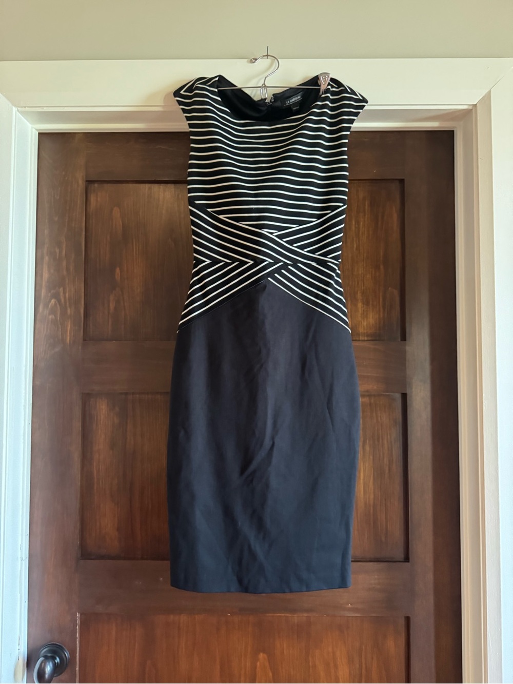 le chateau Black and White Striped Dress